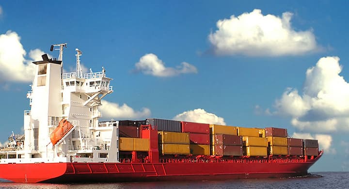 Container ship with colorful containers